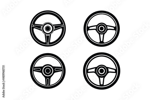 steering wheel icon vector silhouette illustration