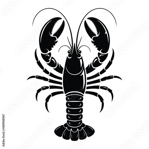 Blue Lobster Rare Species Silhouette, Vector, Illustration, Icon, Logo, White Background.