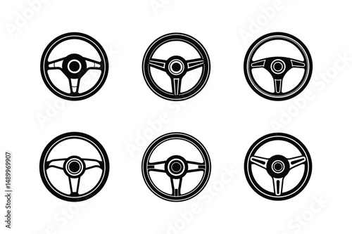 steering wheel icon silhouette vector illustration