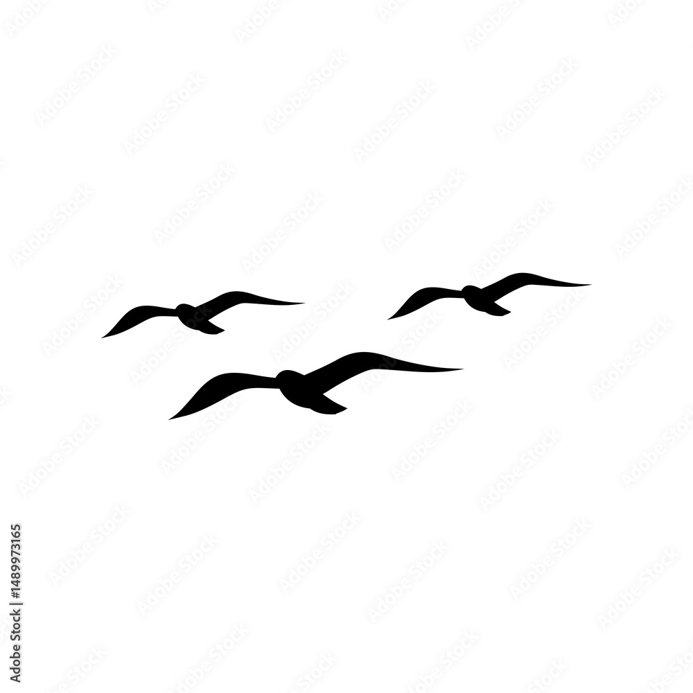 Obraz premium Three Seagulls icon isolated on white background