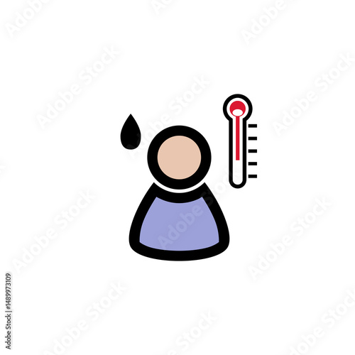 Fever concept icon. Sweating flat icon isolated on  white background