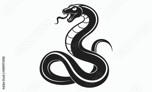 Snake silhouette, Curved snake, Reptile icon
