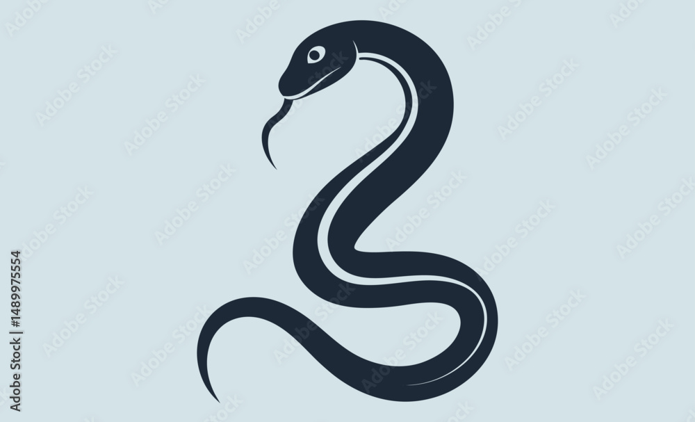 Obraz premium Snake silhouette, Curved snake, Reptile icon