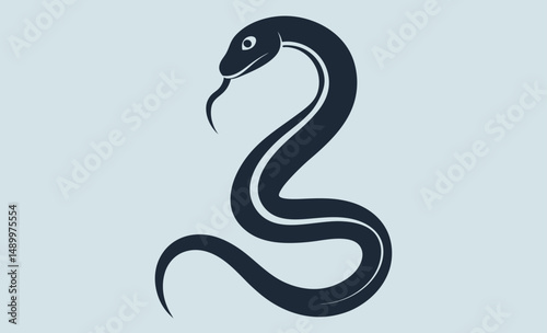 Snake silhouette, Curved snake, Reptile icon
