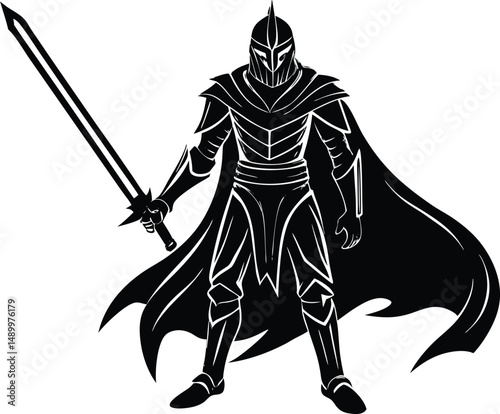 Space Knight Wielding Saber Silhouette