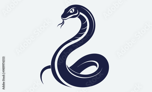 Snake silhouette, Curved snake, Reptile icon
