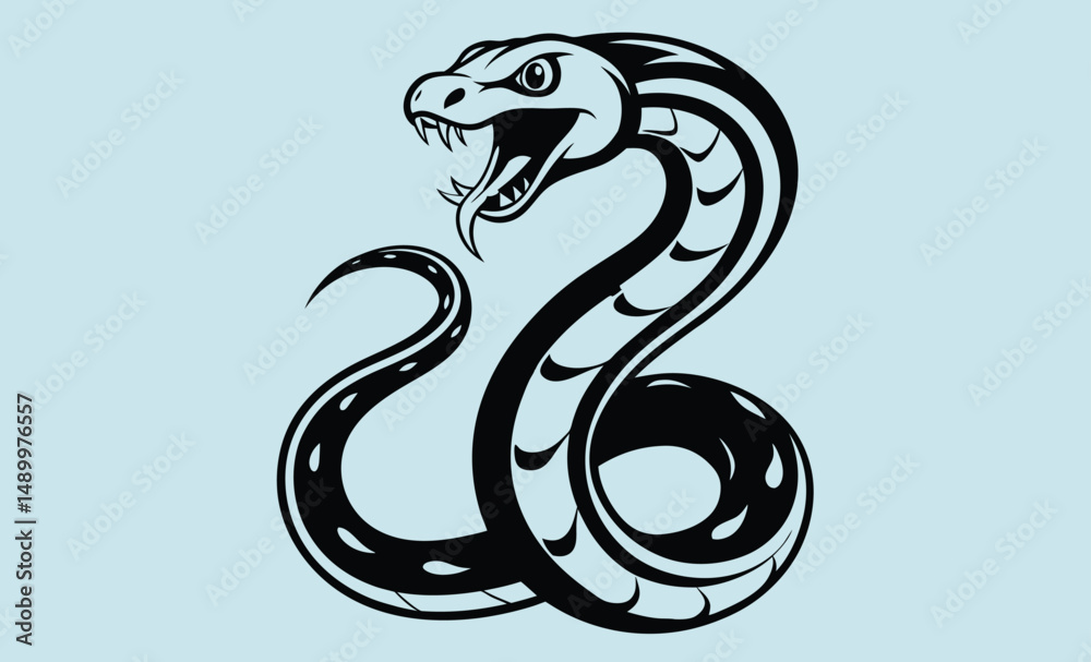 Fototapeta premium Snake silhouette, Curved snake, Reptile icon