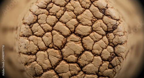 Macro Photography of a Wine Cork's Detailed Texture: A Close-Up View Revealing the Intricate Network of Cracks and Crevices in the Natural Material