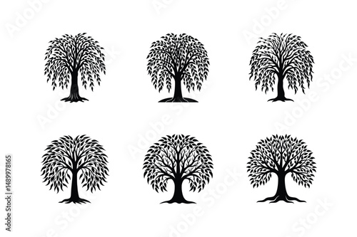 willow icon silhouette vector illustration