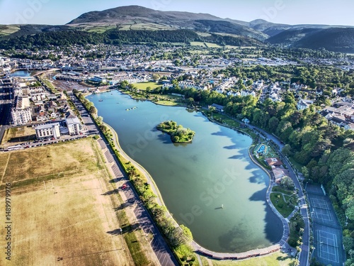 Εκτύπωση καμβά Aerial view of scenic Mooragh Park in Ramsey, Isle of Man