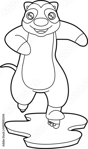 Meerkat Inline skating Inline skates Animal Vector Graphic Art Illustration