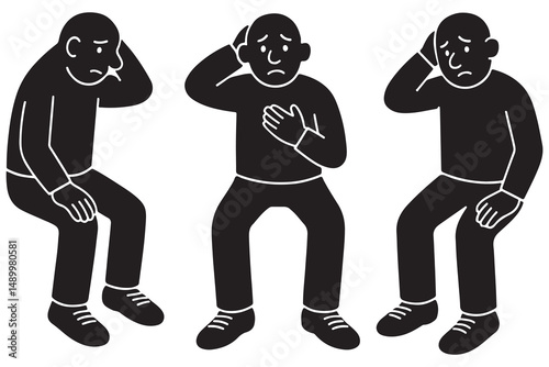 Silhouette of a man rubbing the back of his head with one hand, appearing uncertain or shy