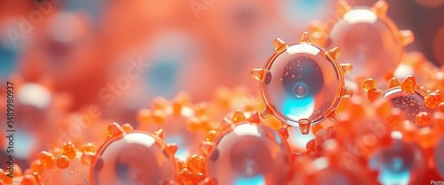 Microscopic view of polymeric nanoparticles for drug delivery, therapeutics, nanoparticles