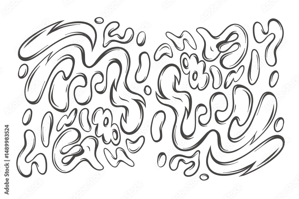 Fototapeta premium Abstract Liquid Vector Pattern - Fluid Organic Shapes and Drops on White Background
