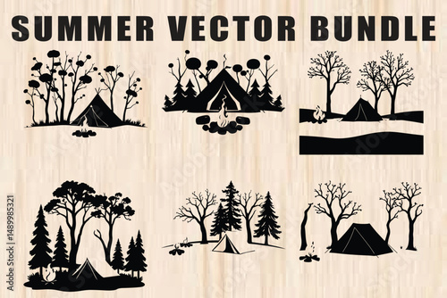 Rustic Summer Camping Vector Bundle