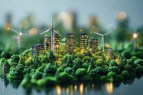Caring for the environment and using clean green energy, the concept of zero emissions of renewable energy sources