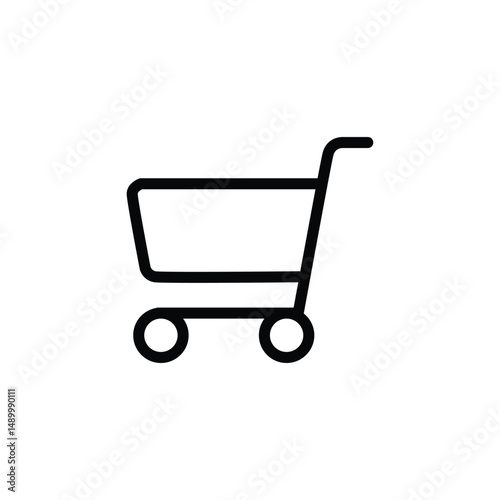 Creative shopping cart vector line art illustration.