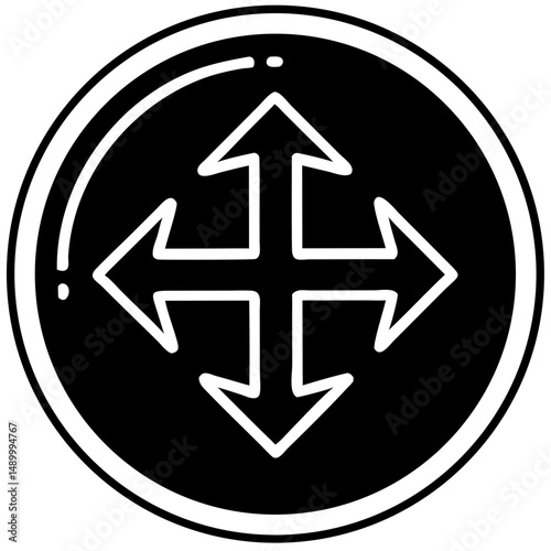 Directional arrows symbol in minimalist style on a black background