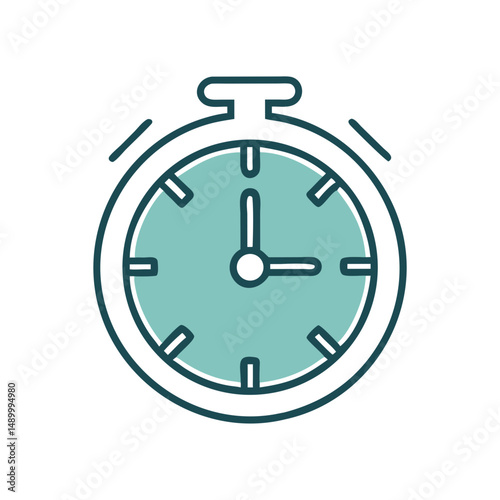 Stopwatch illustration with teal details and minimalist design  