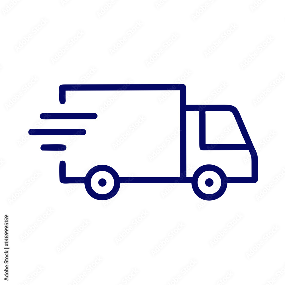 Delivery truck icon in motion with speedy lines to convey delivery concept Delivery truck icon in motion with speedy lines to convey delivery concept