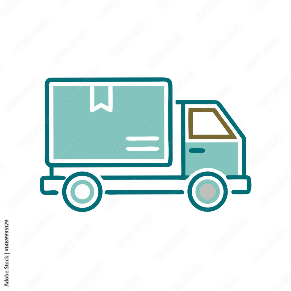 Delivery truck icon in flat design with blue and white colors Delivery truck icon in flat design with blue and white colors