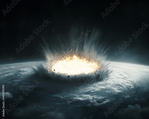 Asteroid Impacting Earth.