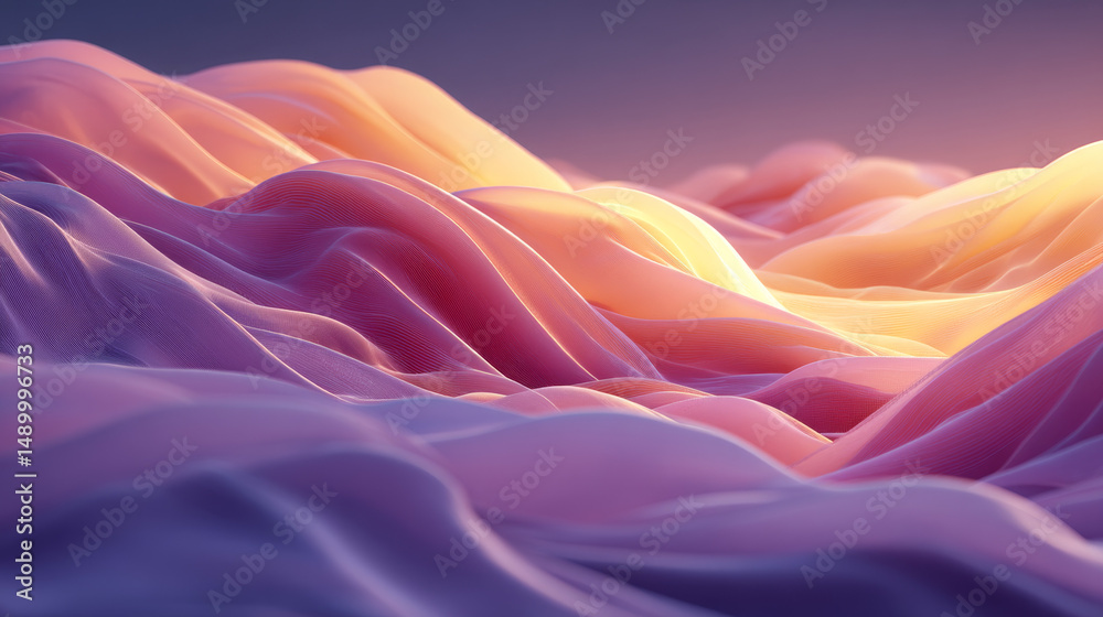 Fototapeta premium Dreamy Pastel Fabric Waves Glowing with Soft Gradient Tones