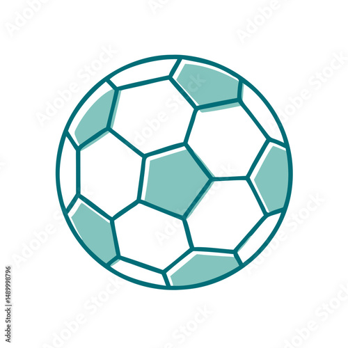Soccer ball illustration in teal outline on a white background