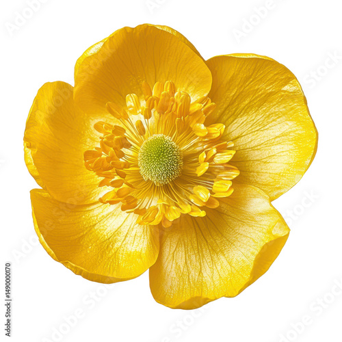 Golden Yellow Buttercup Flower PNG Isolated on Transparent Background