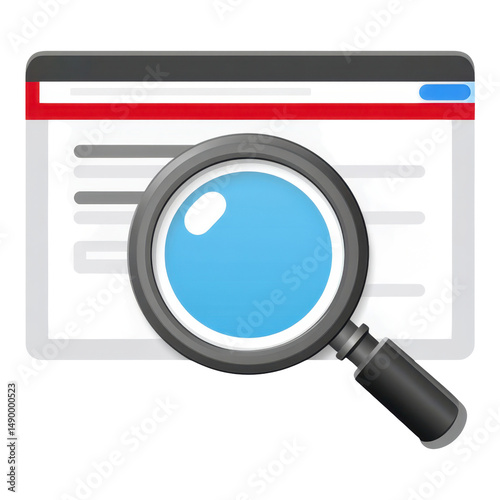 SEO magnifying glass over a browser window for small business marketing