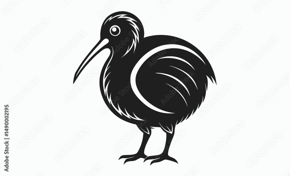 Fototapeta premium Kiwi bird silhouette, Bird silhouette, Animal icon 