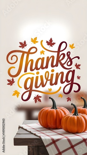 Thanksgiving celebration poster, mobile vertical format photo