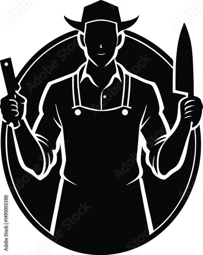Butcher Holding Knife Silhouette
