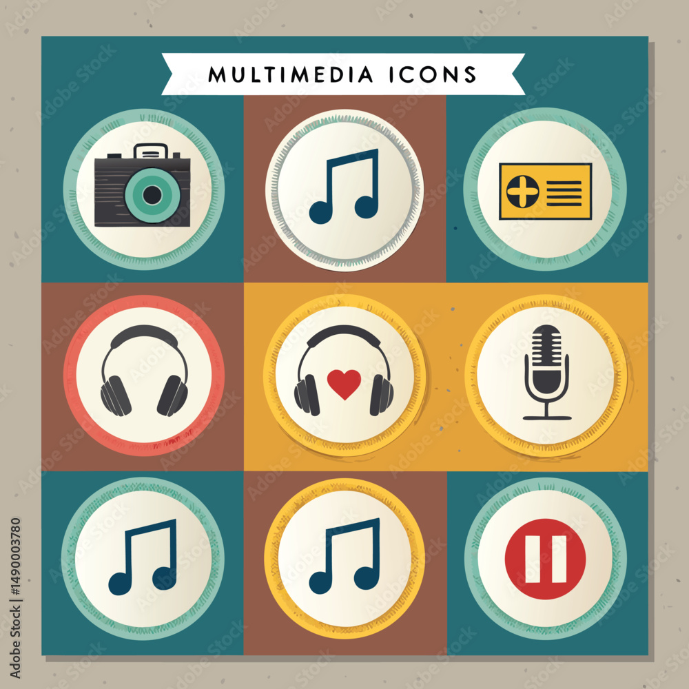 Fototapeta premium set of flat icons for web and mobile applications