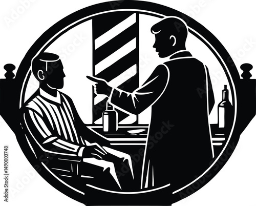 Barbershop Interior Scene Silhouette