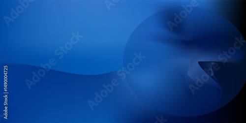 Abstract dark blue gradient background. Dark scene with curved waves of smoke or fog reflecting soft light, Black drop cool feeling of cold and cool underwater water.