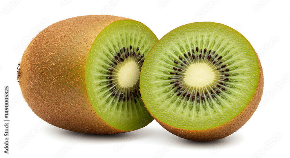 Fototapeta premium Fresh kiwi fruit slices reveal vibrant interior