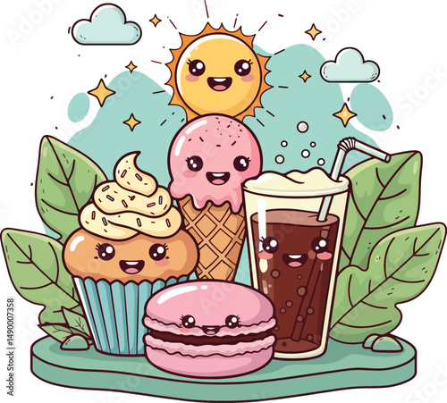 Happy Kawaii Sweet Smile with Cute sweet