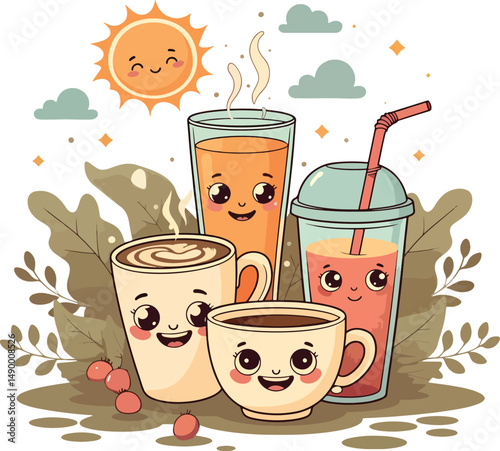 Happy Kawaii Sweet Smile with Cute sweet