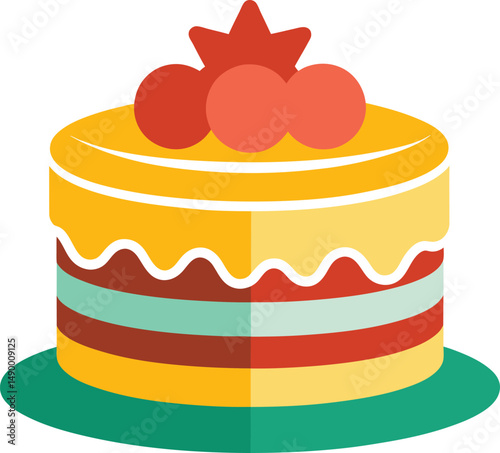 Delicious Cake Icon Flat Design Sweet Treat
