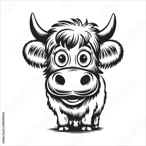 Yawning Highland Cow Silhouette