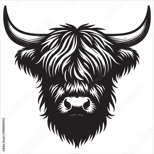 Yawning Highland Cow Silhouette