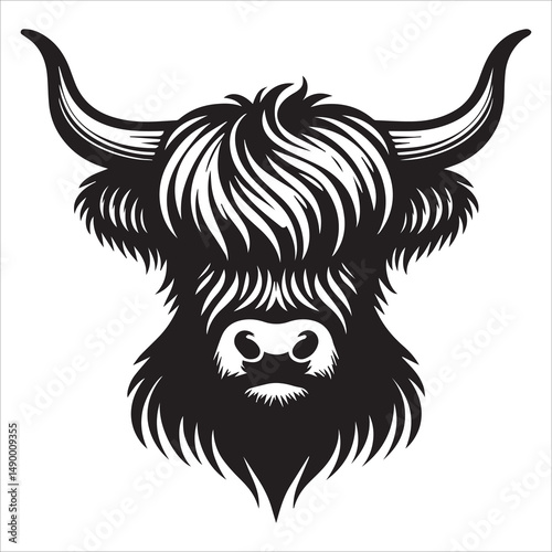 Yawning Highland Cow Silhouette