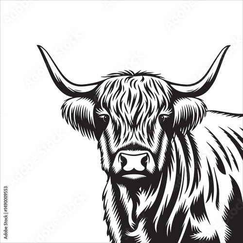 Yawning Highland Cow Silhouette
