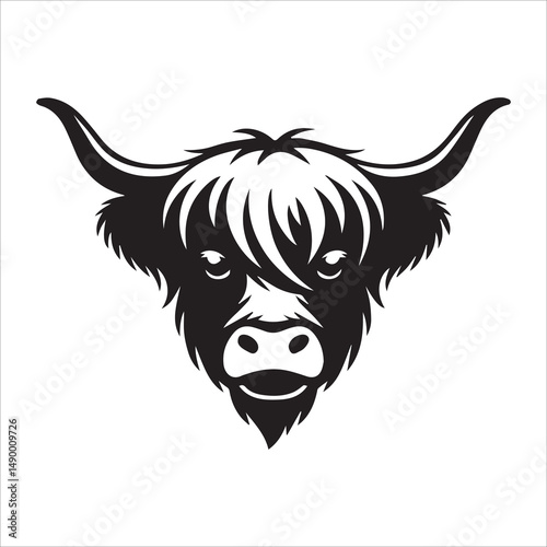 Yawning Highland Cow Silhouette