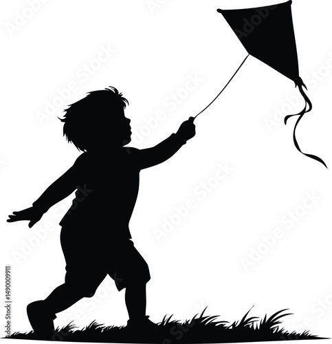 A Child Flying a Kite in the Breeze