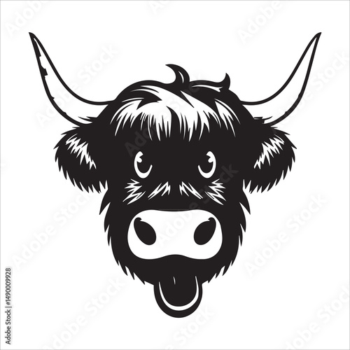 Yawning Highland Cow Silhouette