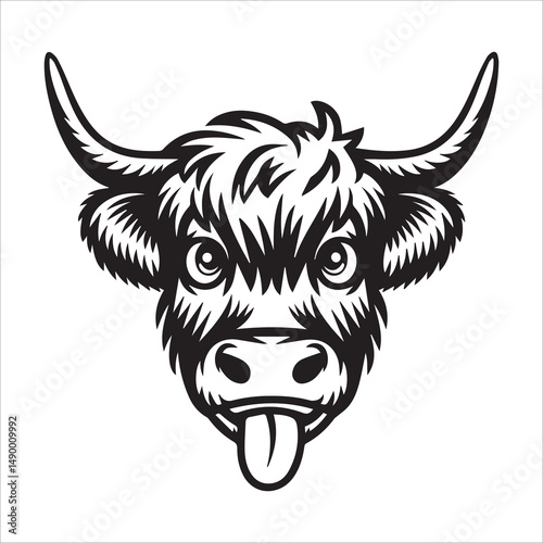 Yawning Highland Cow Silhouette