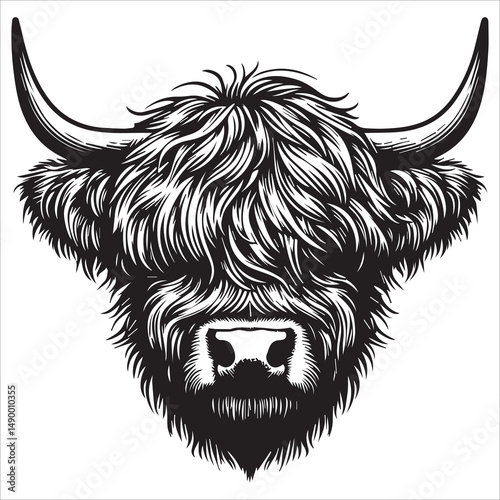 Yawning Highland Cow Silhouette