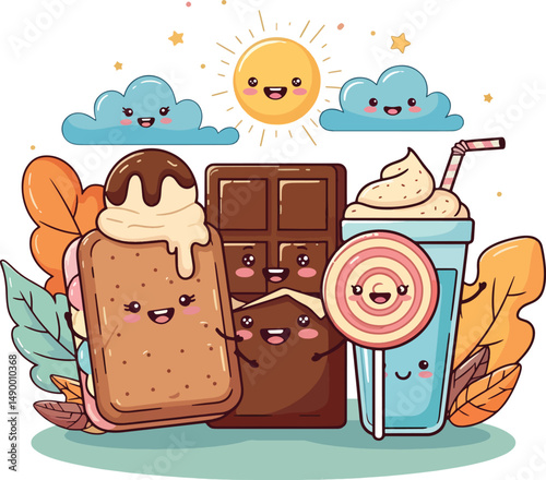 Happy Kawaii Sweet Smile with Cute sweet